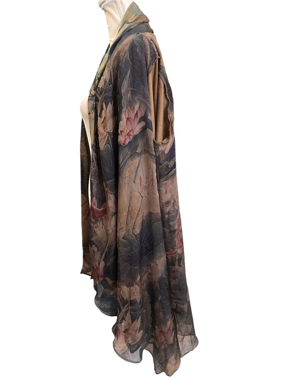 Soft Surroundings Tea Gardens Topper Floral Bird Mesh Open Cardigan XL - Picture 10 of 12